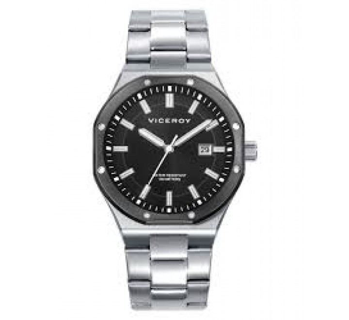 RELOJ VICEROY CAJA Y ARMIS ACERO ESFERA NEGRA 401459-57