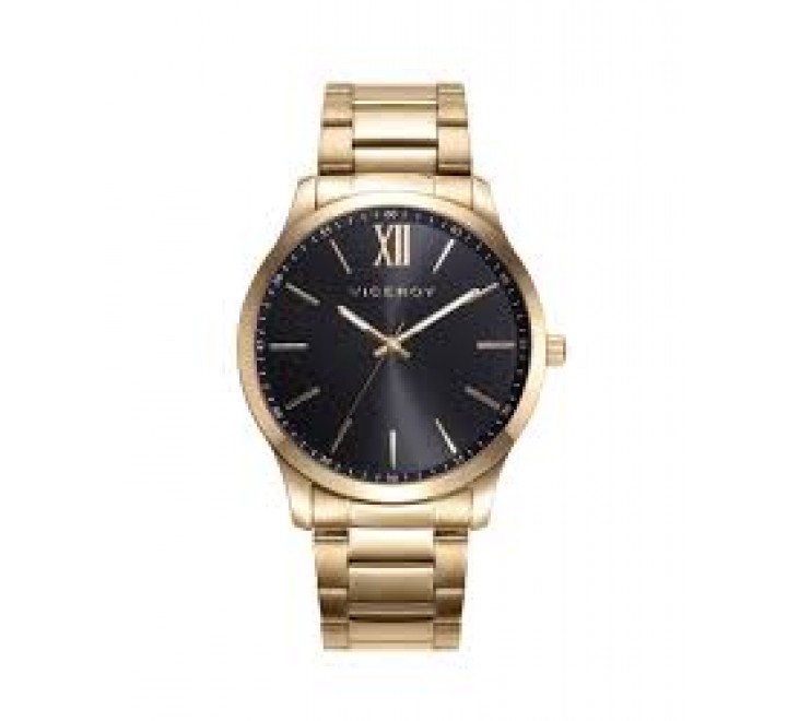 RELOJ VICEROY CAJA Y ARMIS ACERO DORADO ESF NEGRA 401185-93