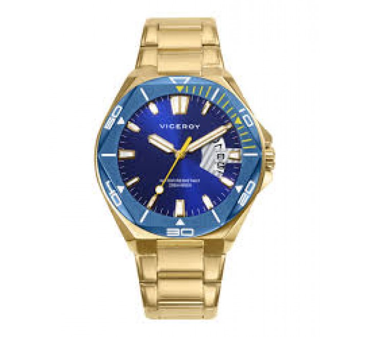 RELOJ VICEROY CAJA Y ARMIS ACERO DORADO ESF AZUL 46847-97