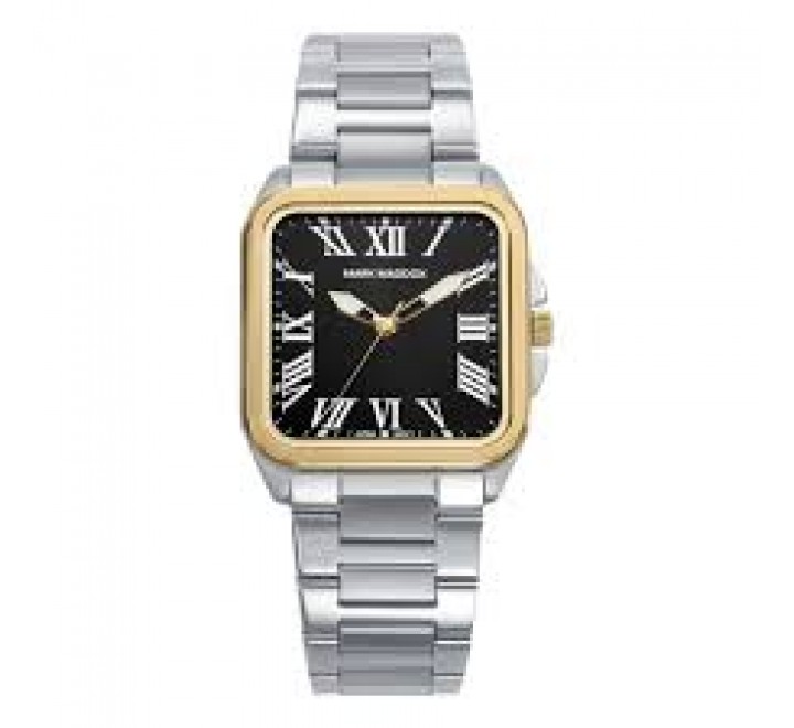 RELOJ MARK MADDOX CUADRADO BISEL DORADO ESF NEGRA MM0143-52