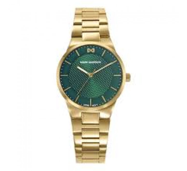 RELOJ MARK MADDOX CAJA Y ARMIS DORADO ESFERA VERDE MM1031-67