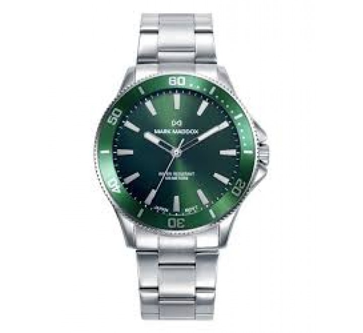RELOJ MARK MADDOX ACERO ESFERA Y BISEL VERDE HM1026-67