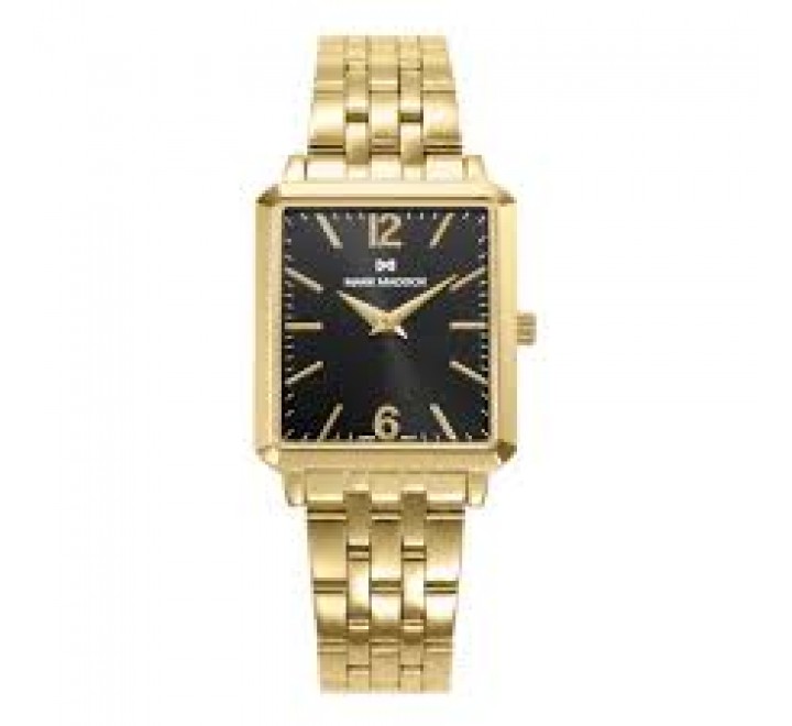 RELOJ MARK MADDOX CUADRADO DORADO ESFERA NEGRA MM0142-55