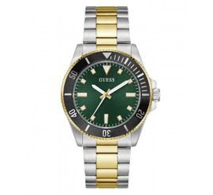 RELOJ GUESS CAJA Y ARMIS ACERO BICOLOR ESF VERDE GW0968G4