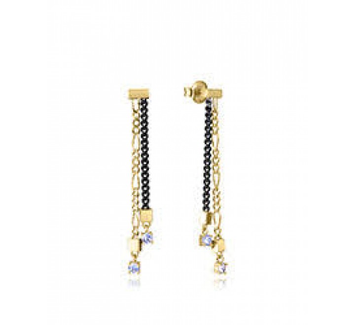 PENDIENTES VICEROY PLATA DORADA Y NEGRA LARGOS 13249E100-35