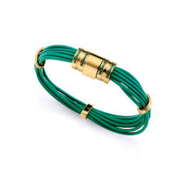 PULSERA VICEROY ACERO DORADO PIEL VERDE CIRCONIT 15192P01012