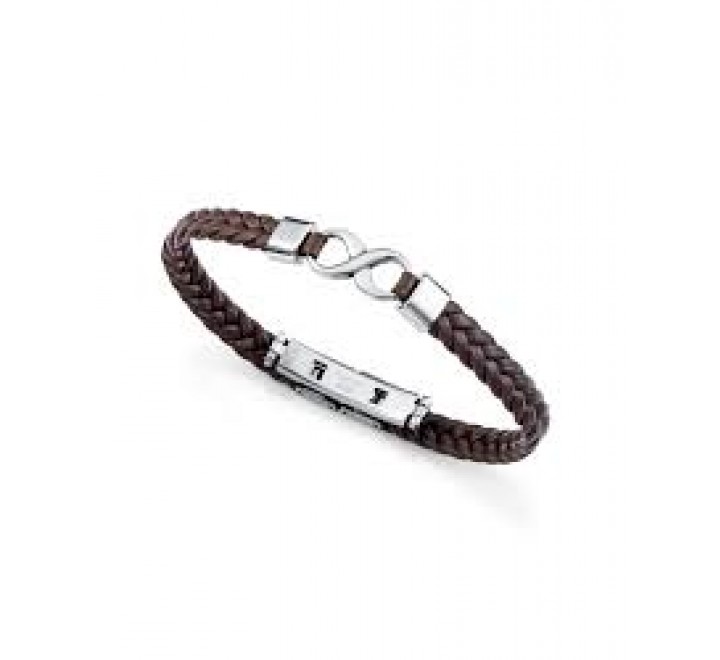 PULSERA VICEROY CUERO MARRON TRENZADO Y ACERO 14331P01011