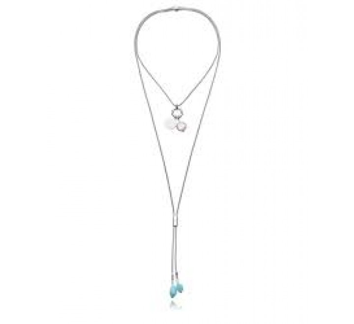 COLLAR VICEROY ACERO CHAPADO PLATA DOBLE PERLA 14344C01000