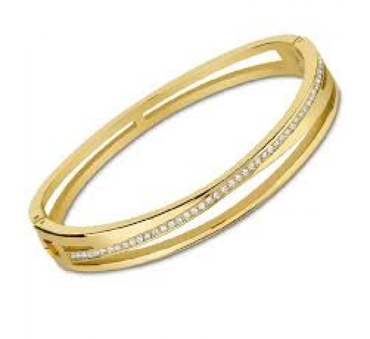 PULSERA LOTUS RIGIDA ACERO DORADO CIRCONITAS LS2113/2/2