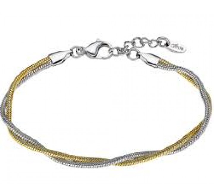 PULSERA LOTUS ACERO BICOLOR DORADO EN ESPIRAL LS2432/2/1
