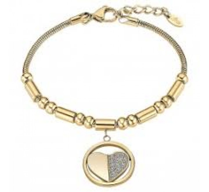 GARGANTILLA LOTUS ACERO DORADO CORAZON CIRCONITAS LS2466/2/2