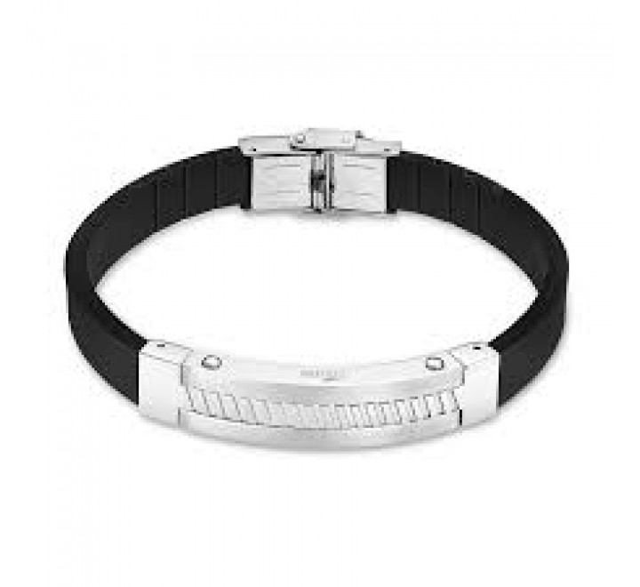 PULSERA LOTUS ACERO Y SILICONA NEGRA LS2454/2/1