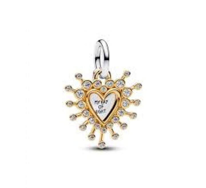 CHARM PANDORA PLATA BICOLOR DORADO CORAZONES 764141C01