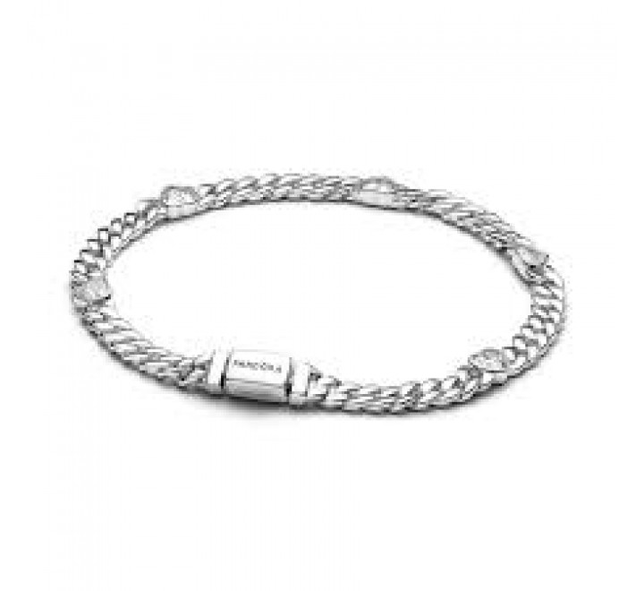 PULSERA PANDORA PLATA ESLABONES CIRCONITAS 20CM 594226C01-20