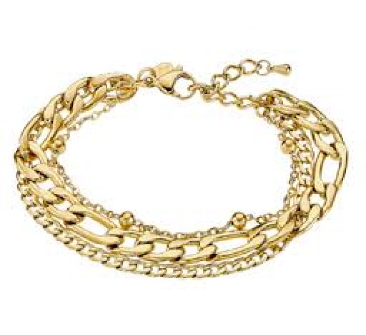 PULSERA LOTUS ACERO DORADO TRIPLE DE ESLABONES LS2339/2/2