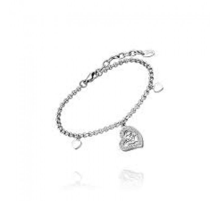 PULSERA LOTUS ACERO CORAZONES COLGANDO CIRCONITAS LS1884/2/1