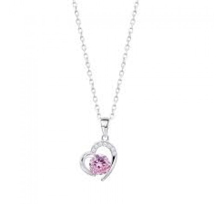 COLLAR LOTUS PLATA CORAZON CIRCONITA ROSA LP3106-1/2