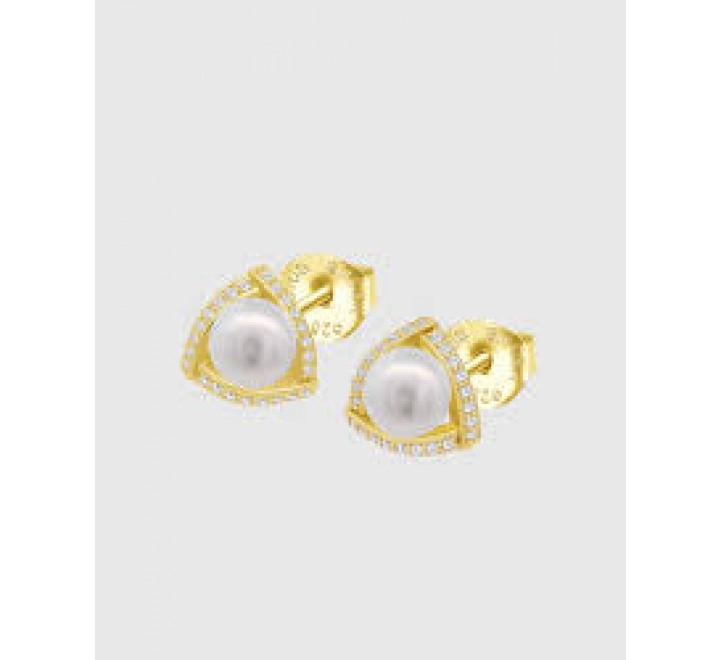 PENDIENTES LOTUS PLATA DORADA CIRCONITAS Y PERLA LP1928-4/3