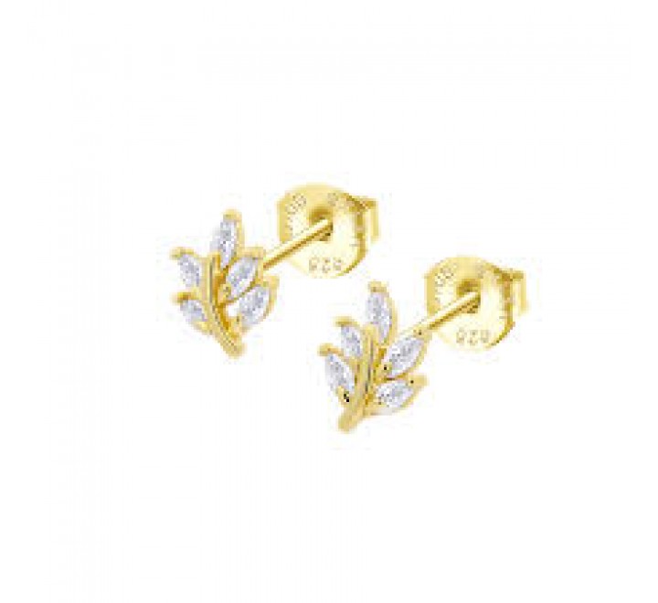 PENDIENTES LOTUS PLATA DORADA HOJA CIRCONITAS LP3086-4/2