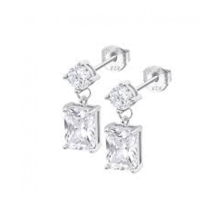 PENDIENTES LOTUS PLATA CON CIRCONITAS CUADRADAS LP3892-4/1
