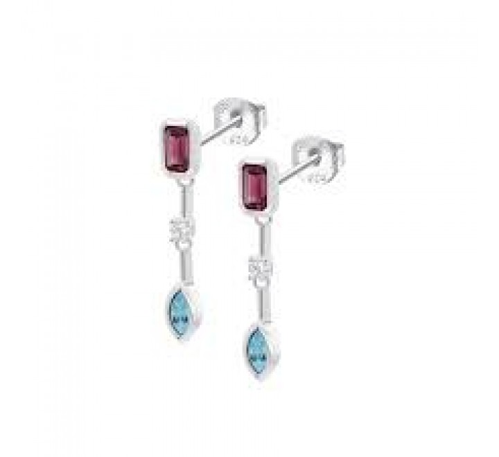 PENDIENTES LOTUS PLATA LARGOS CIRCONITAS COLOR LP3882-4/1