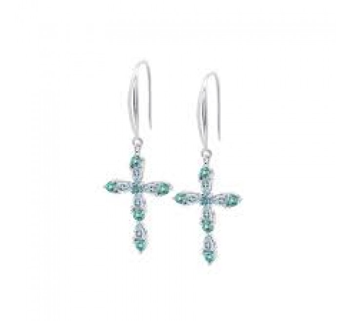 PENDIENTES LOTUS PLATA CRUZ CIRCONITAS COLOR LP3915-4/2