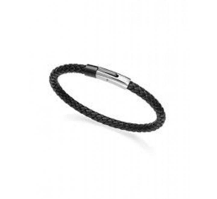 PULSERA VICEROY ACERO Y CUERO TRENZADO NEGRO 75347P01010