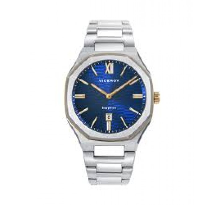 RELOJ VICEROY ACERO BISEL DORADO ESFERA AZUL 45009-33