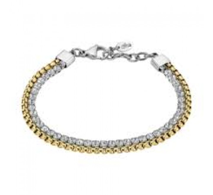 PULSERA LOTUS ACERO BICOLOR DORADA DOBLE LS2577/2/2