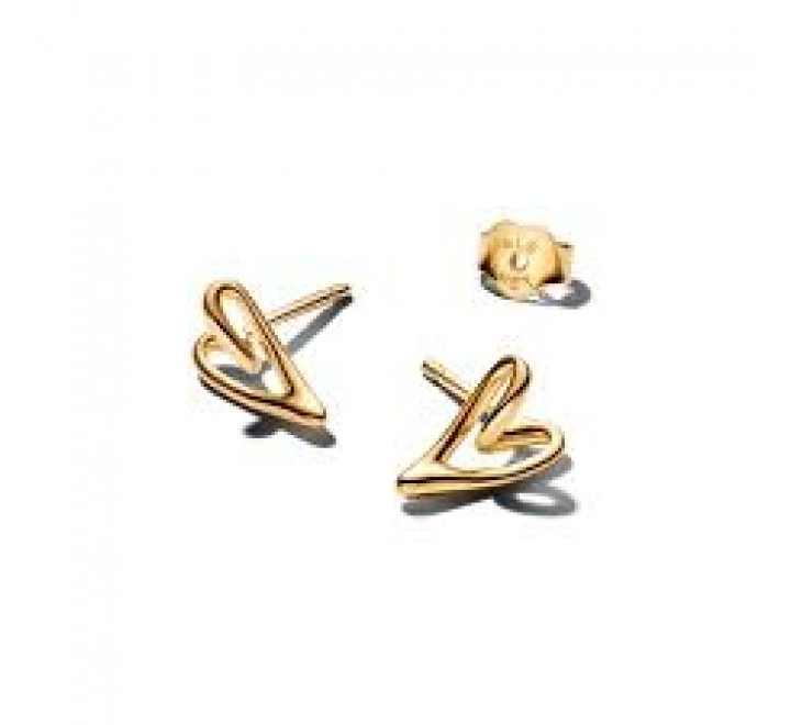 PENDIENTES PANDORA PLATA DORADA CORAZON FORMA 264393C00