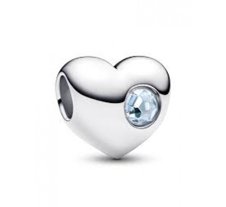 CHARM PANDORA PLATA CORAZON GEMA AZUL AGUAMARINA 794161C03
