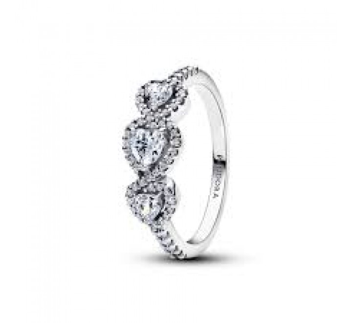 ANILLO PANDORA PLATA TRIPLE CORAZON N?12 194413C01-52