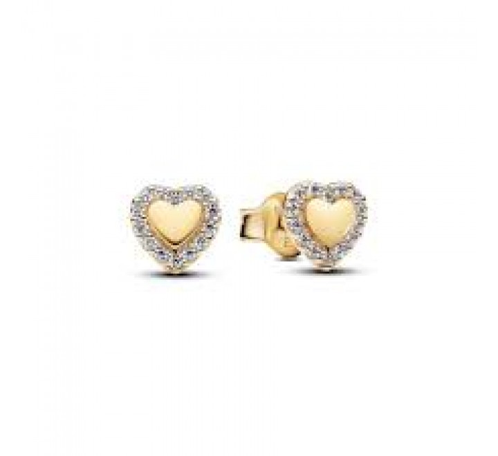 PENDIENTES PANDORA PLATA DORADA CORAZON CIRCONITAS 264363C01