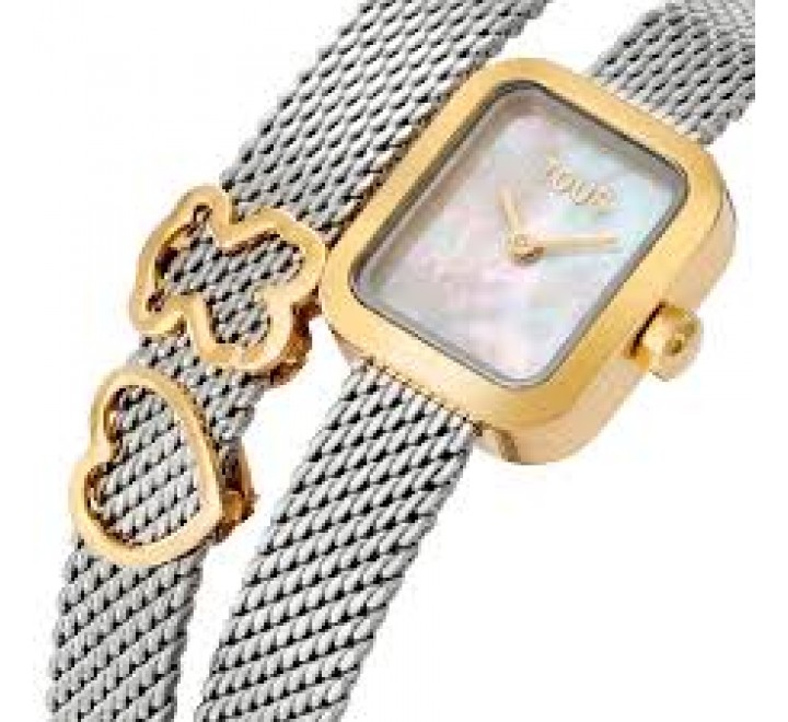 RELOJ TOUS ACERO DOBLE ESFERA NACAR BICOLOR DORAD 3000150400