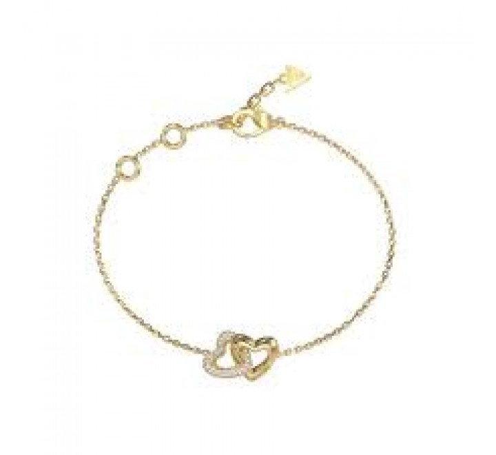 PULSERA GUESS ACERO DORADO CORAZONES ENTRELAZ JUBB06014JWYGS