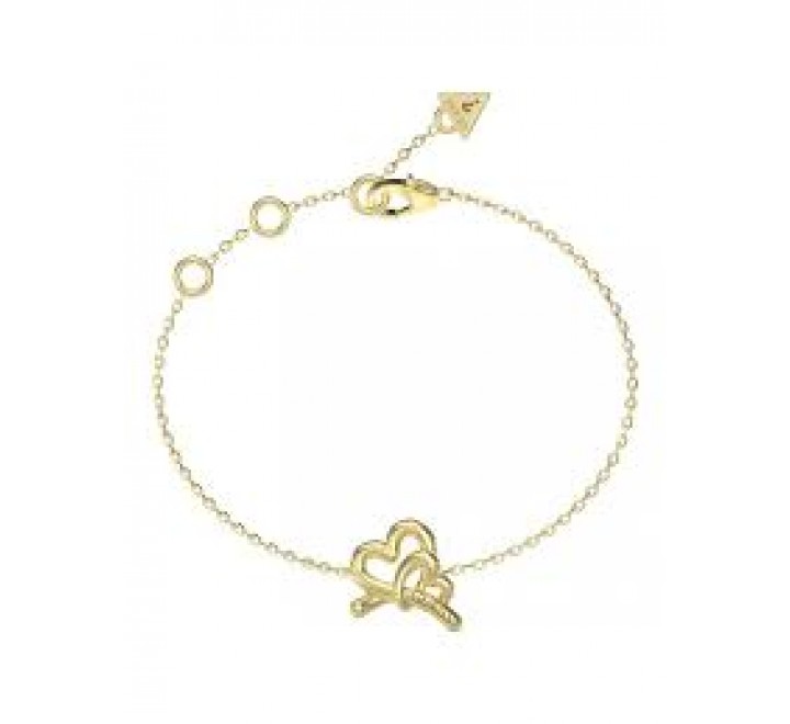 PULSERA GUESS ACERO DORADO CORAZONES ENTRELAZ JUBB06057JWYGS