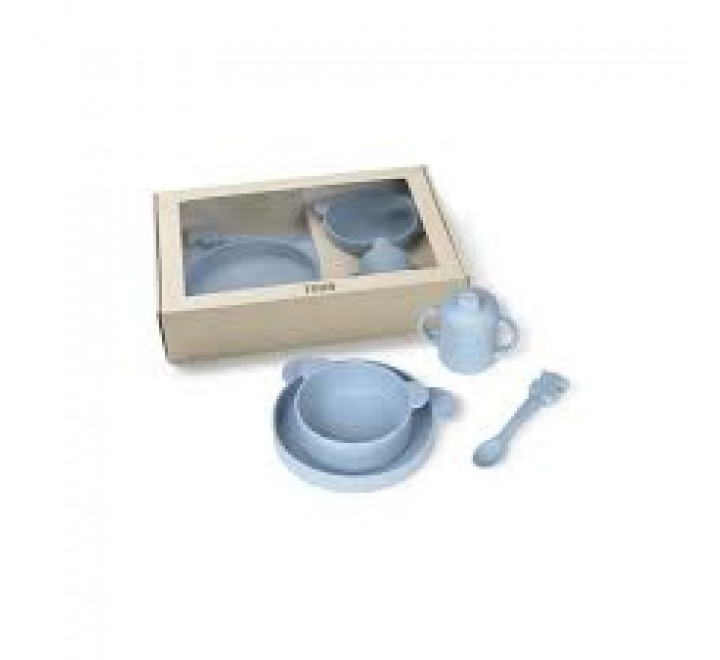 SET VAJILLA 4 PIEZAS DE SILICONA ZOE-2001 CELESTE