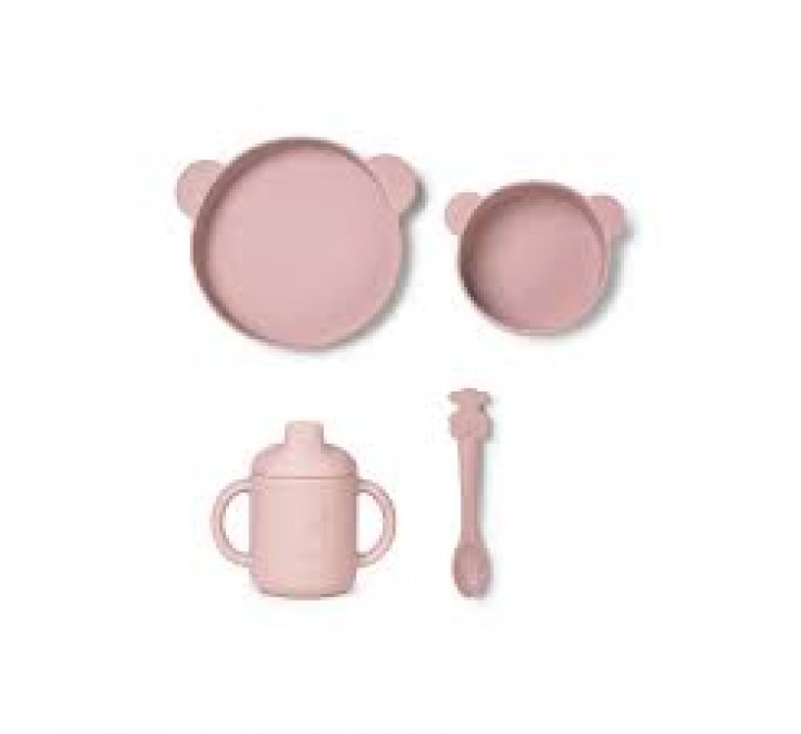 SET VAJILLA 4 PIEZAS DE SILICONA ZOE-2001 ROSA