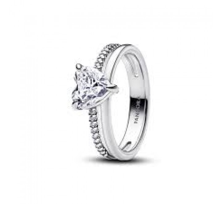 ANILLO PANDORA PLATA CORAZON DOBLE BANDA Nº18 193100C01-58