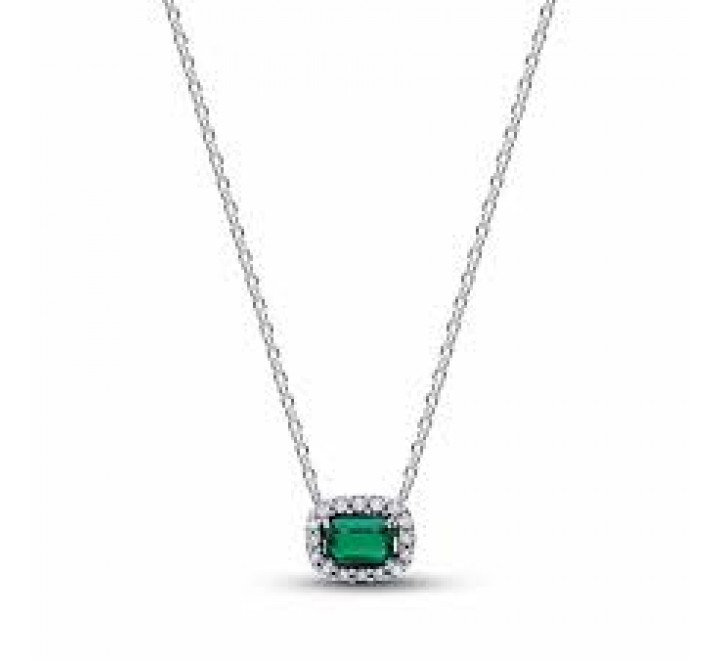 GARGANTILLA PANDORA PLATA HALO RECTANGULAR VERD 394503C01-45