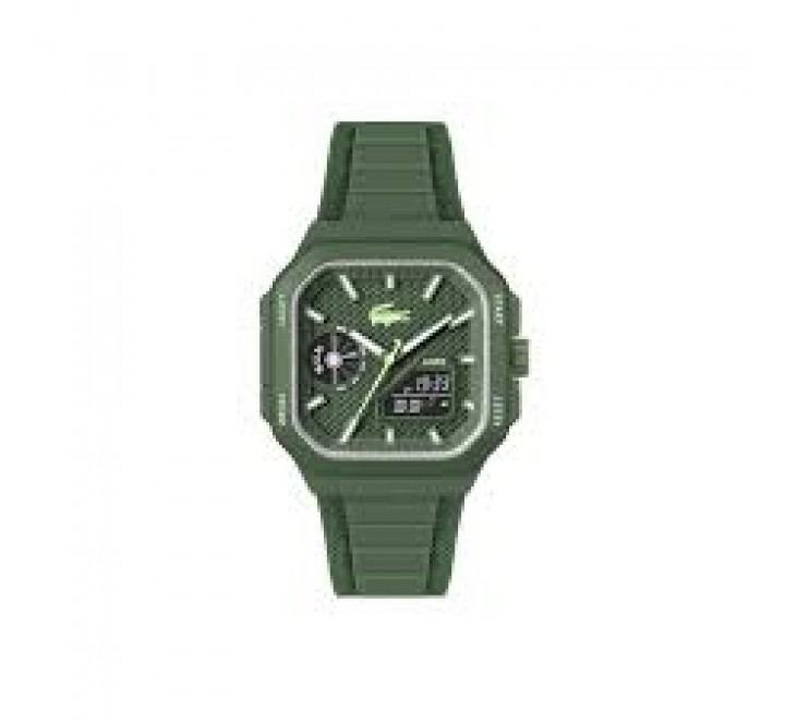 RELOJ LACOSTE CAJA CUADRADA CORREA SILICONA VERDE 2011505