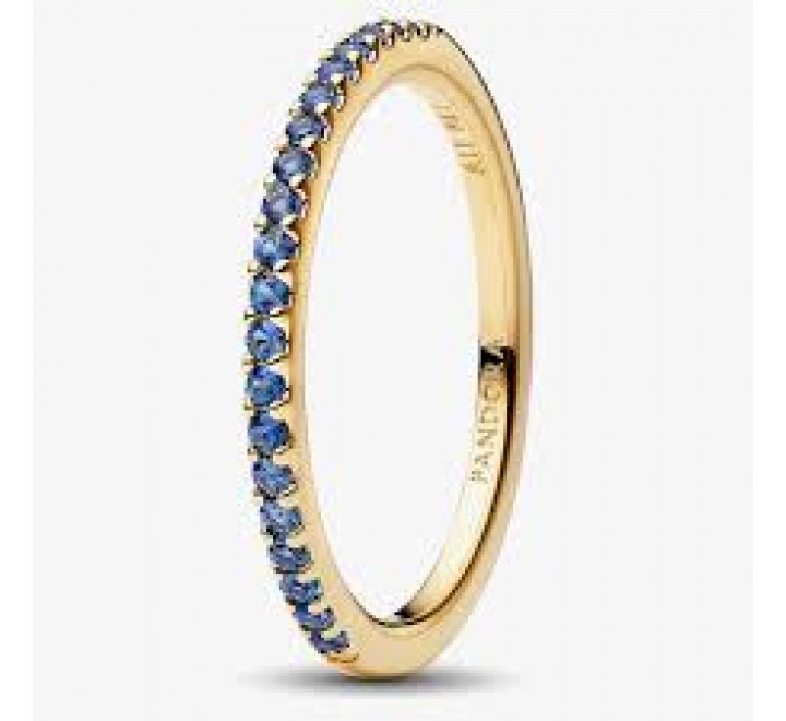 ANILLO PANDORA PLATA DORADA PIEDRAS AZULES N?14 162999C02-54