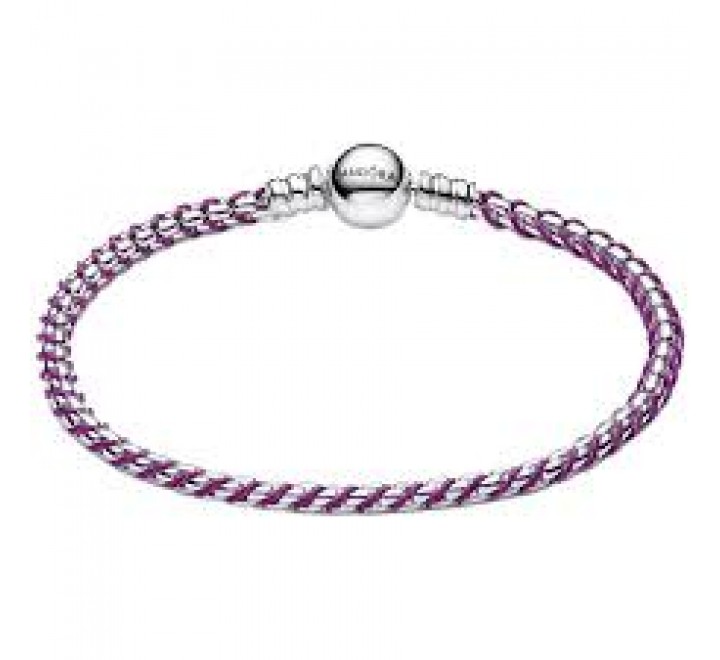 PULSERA PANDORA PLATA CADENA CAJA CORDON MORADO 593816C03-19