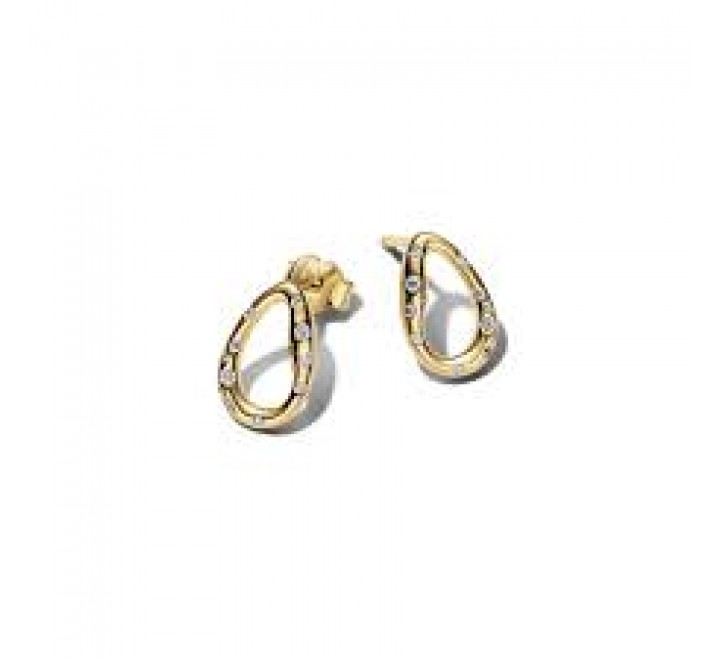 PENDIENTES PANDORA PLATA DORADA OVALOS CIRCONITAS 264659C01