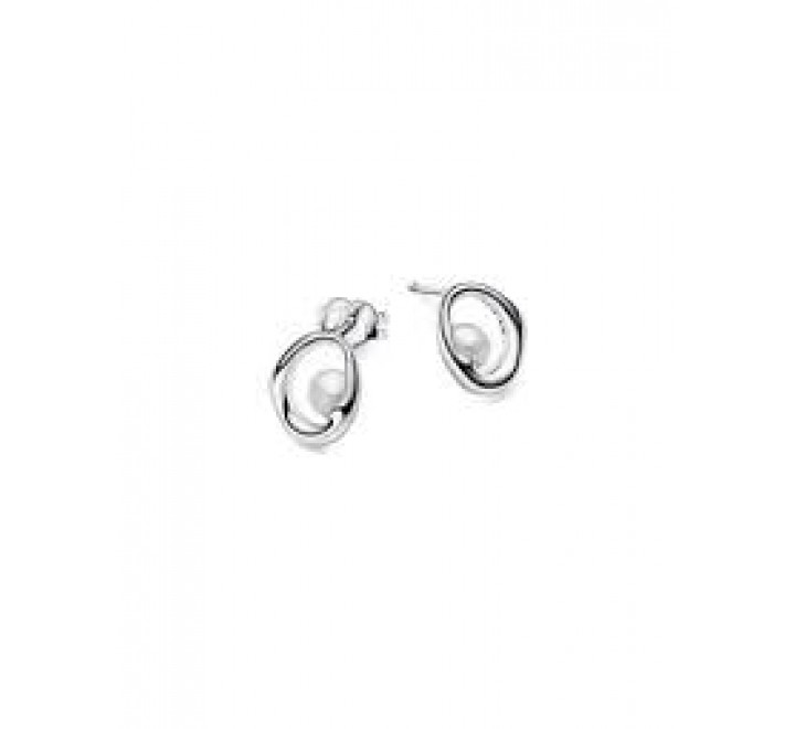 PENDIENTES PANDORA PLATA OVALOS CON PERLA CULTIVAD 293295C01