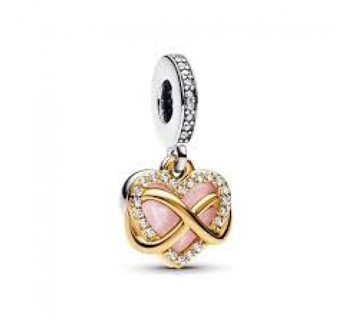 CHARM PANDORA PLATA BICOLOR DORADA CORAZON INFINIT 768878C01