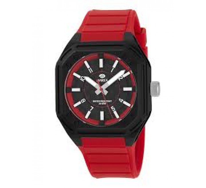 RELOJ MAREA CAJA ACERO NEGRO CORREA SILICONA ROJA B35386/3