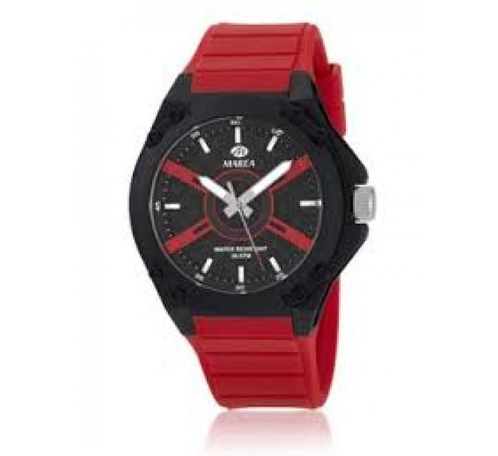 RELOJ MAREA CAJA ACERO NEGRO CORREA SILICONA ROJA B35385/3