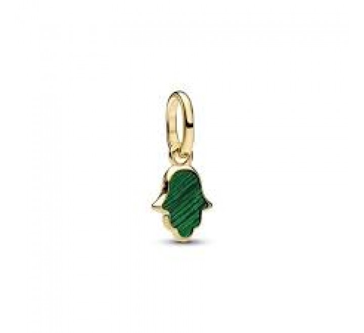 CHARM PANDORA PLATA DORADA MINI MANO FATIMA VERDE 764612C01