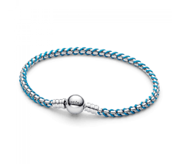 PULSERA PANDORA PLATA CADENA CAJA CORDON AZUL 593816C01-19